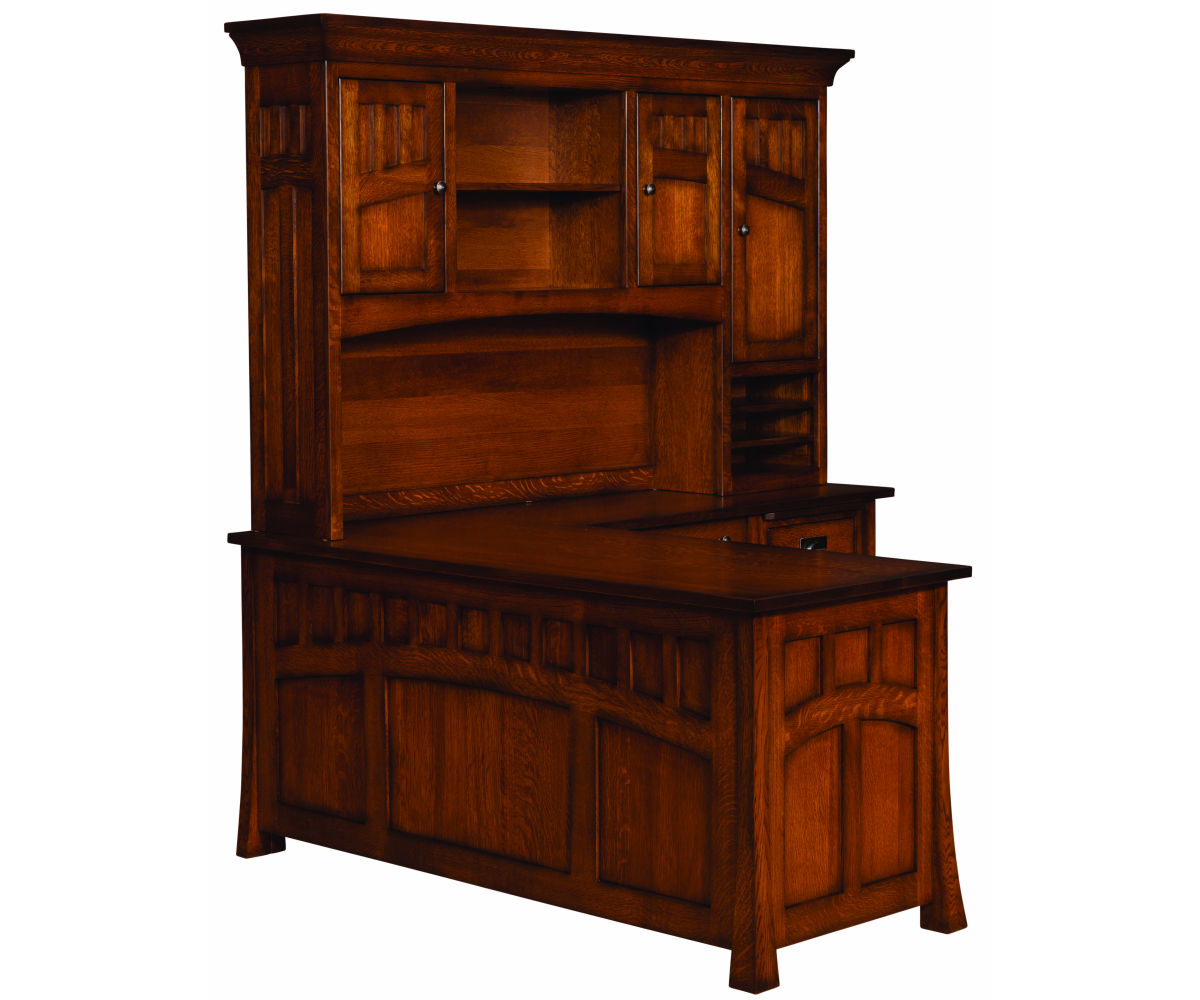 Bridgefort Mission Corner Desk With Hutch - 76"W - Image 2