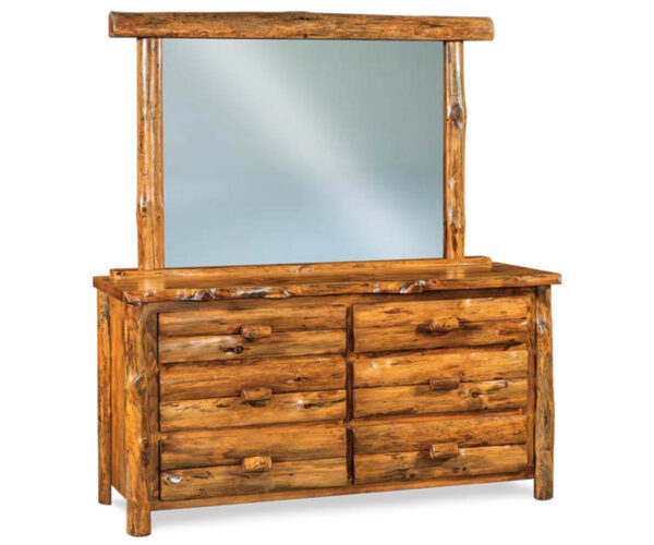 6 Drawer Dresser with Mirror - Rustic Pine
