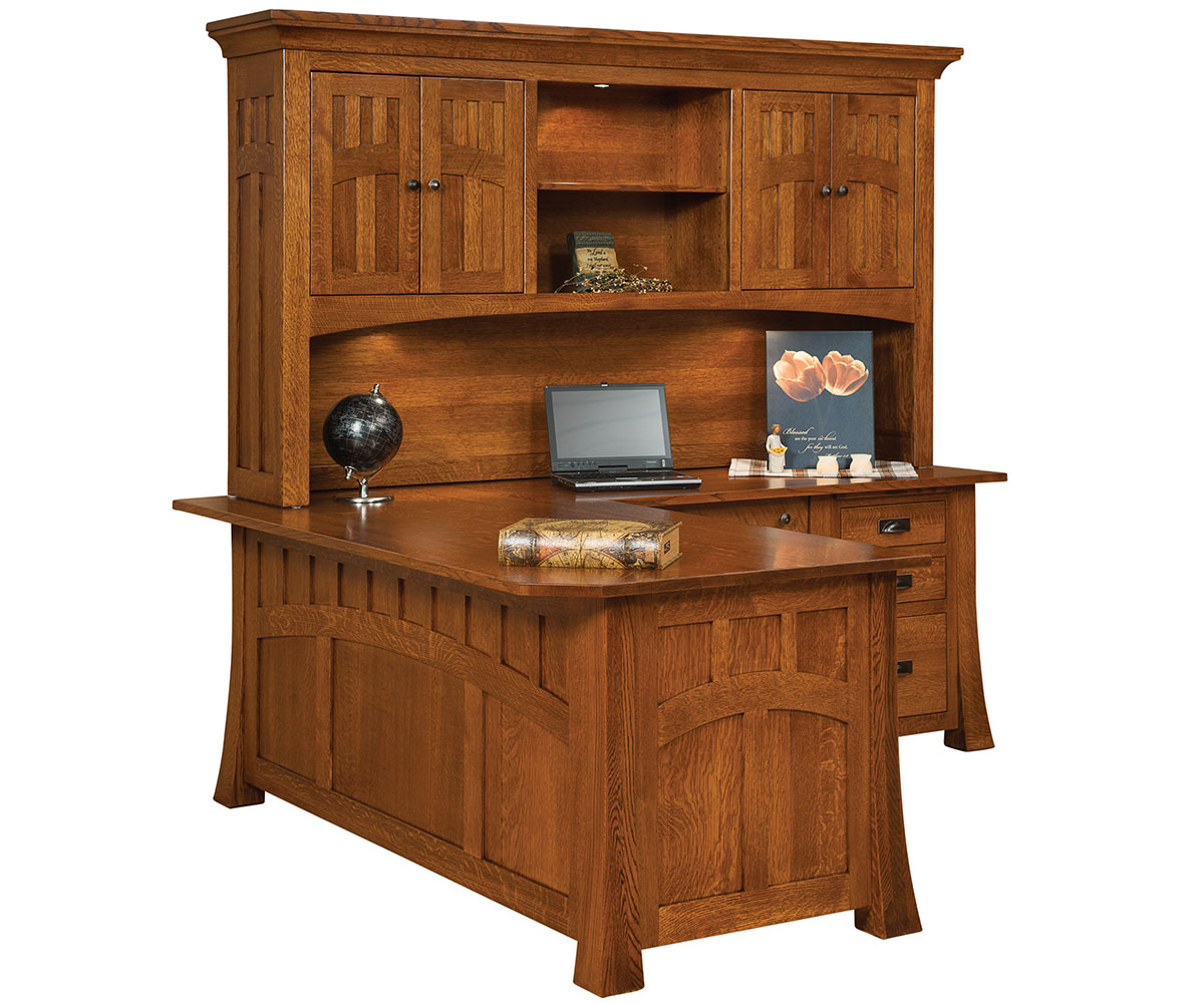 Bridgefort Mission Corner Desk with Hutch - 84"W - Image 2