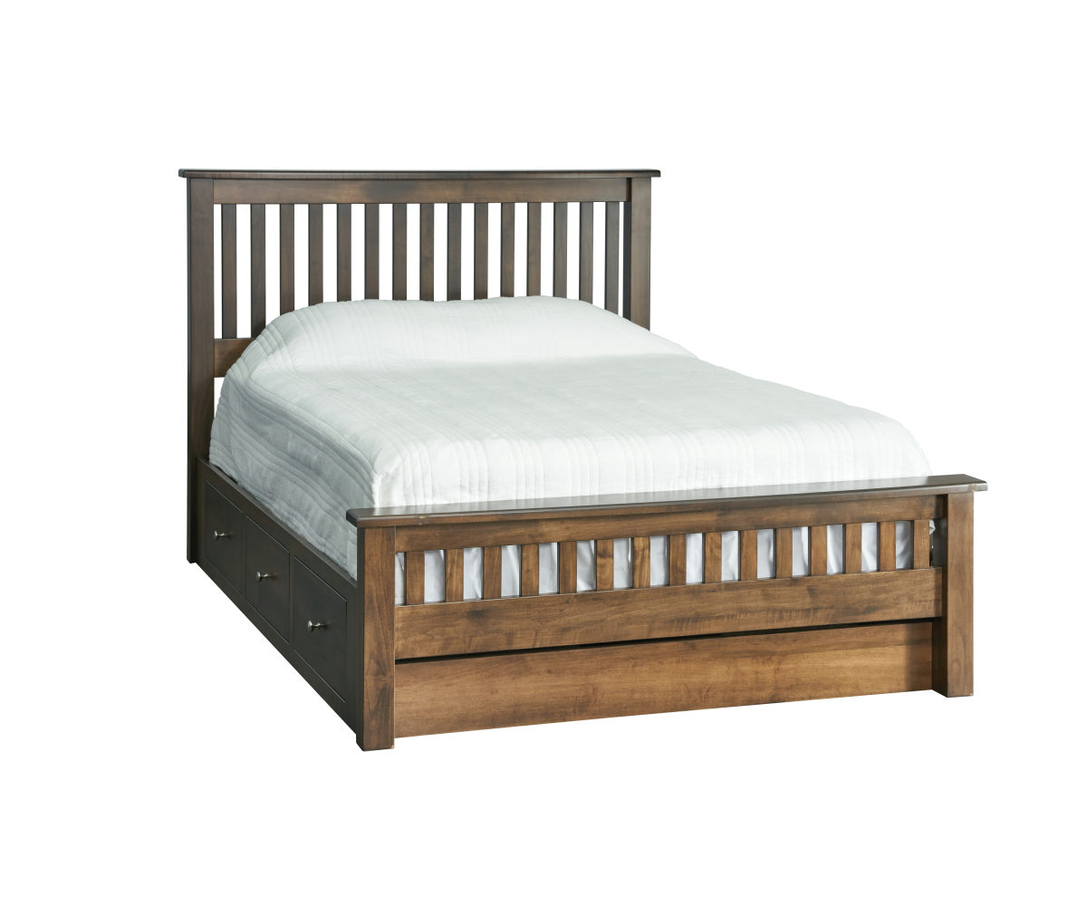 Classic Shaker Slat Bed with Storage Rails