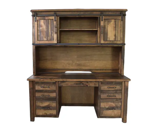 Milltown Double Pedestal Desk with Hutch Top